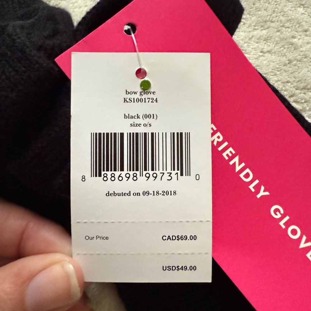 NWT Kate Spade Women's Bow Gloves Touchscreen Black Knit (One Size). - Picture 5 of 5